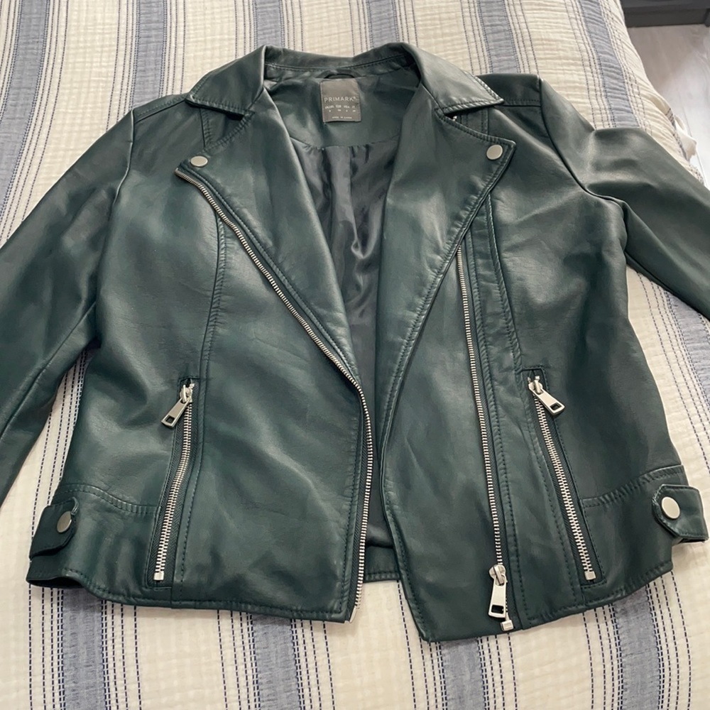Faux leather hunter green jacket